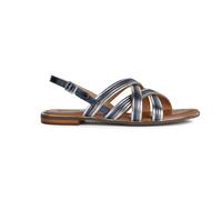 Geox Ragazza D Sozy Plus G Flat Sandal, Navy Silver, 38.5 EU