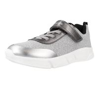 Geox Ragazza J Aril Girl D Sneaker, Dk Silver Black, 34 EU