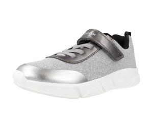 Geox Ragazza J Aril Girl D Sneaker, Dk Silver Black, 34 EU