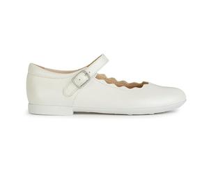 Geox Ragazza Jr Plie' C Ballet Flat, Bianco, 29 EU