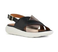 Geox D Spherica Ec5 C, Sandali Sportivi Donna, Pelle Nera, 38 EU