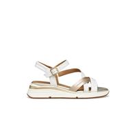 Geox Sandalo da donna D ELOWYNNE A Wedge, bianco/oro, 36 EU
