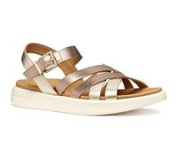 Geox Sandalo da donna D XAND 2S B Wedge, DK BEIGE/LT Gold, 40 EU