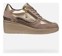 Geox Scarpe da Ginnastica D Ilde Donna con zeppa e zip laterale Traspirante Beige 41 EU