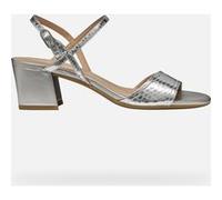 Geox D New ERAKLIA 50 B, Sandalo con Tacco Donna, Silver, 40 EU
