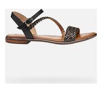 Geox D Sozy Plus D, Sandalo Scorrevole Donna, Black/Gun, 41 EU