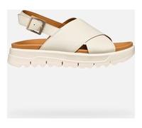 Geox D Xand 2.1s E, Sandali con Zeppa Donna, Bianco Sporco, 39 EU