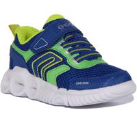 GEOX Wroom B Luce fino Allenatore Adolescenti Scarpe Blu Verde UK 1 - 13
