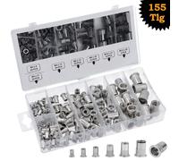 GEPCO Assortimento di 155 dadi a rivetto in alluminio M3 M4 M5 M6 M8 M10 M12