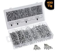 GEPCO Set assortimento 400 rivetti a strappo in alluminio acciaio 2,4-4,8 mm