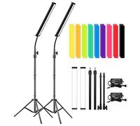 Gepege - Kit di luci a LED per video, illuminazione fotografica con treppiede regolabile, 9 filtri colorati, Gepege 2 confezioni da 5600 K, dimmerabile, illuminazione portatile per studio video live