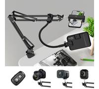 Gepege Supporto per telefono con 60 luci LED portatile per selfie e supporto per telefono da scrivania, supporto per fotocamera con telecomando, supporto per registrazione video, live streaming,