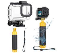GEPULY 60M/196FT Custodia Impermeabile per GoPro Hero 13 12 11 10 9 Nero, Maniglia Galleggiante Grip Pole Stick Monopiede Accessori Subacquea Custodia Protettiva Dive Shell