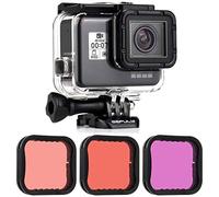 GEPULY Custodia impermeabile con filtro subacqueo, super vestito per GoPro Hero 7/6/5 Black, Hero (2018) fotocamera - fotografia subacquea 45 m - con filtri rosso, rosso chiaro (boccaglio) e magenta