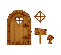 Geqian Set di porte e finestre in legno di alta qualità per fate - per alberi, decorazione da giardino in miniatura in legno per fate, folletti, giardino per esterni per la casa, per bambini