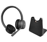 GEQUDIO Cuffie DECT e Bluetooth per FritzBox, GC-2, 2 orecchie, con base di | Stereo a 2 orecchie, con base di ricarica, controllo delle chiamate senza fili su FritzFon, DECT e Bluetooth, audio HD