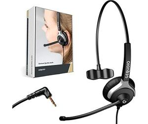 GEQUDIO Cuffie telefoni con jack da 2,5 mm adatto a Gigaset DECT Cisco SPA Panasonic Grandstream Polycom telefono - Cuffie e microfono Cuscinetti di ricambio - luce 60g