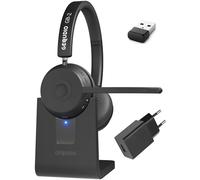 GEQUDIO GB-2 Cuffie con microfono Bluetooth | Cuffie senza fili | Cancellazione del rumore passivo | 2 dispositivi contemporaneamente (cellulare, PC, laptop) | Wireless (con stazione di ricarica, USB
