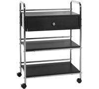 CLP Carrello Portattrezzatura Estetista PL912 I Carrello Lavoro 3 Ripiani I Carrello Cucina Salvaspazio I Vassoio Portaoggetti, Colore:Nero