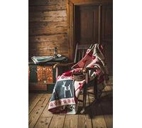 Ger3as Coperta double-face in lana, plaid, 130 x 200 cm, calda coperta in lana di pecora, plaid o coperta per divano (Natale alce rosso)