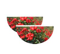 Gerani rossi Mezzo Cerchio Bunting Bandiera Outdoor Hanging | 2 striscioni impermeabili e durevoli con 3 occhielli per portico, recinzione e balcone. Eventi patriottici della Giornata