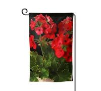 Gerani rossi1 Bandiere da giardino verticali a doppia faccia bandiera per la casa 30,5 x 45,7 cm primavera estate stagionale cortile bandiera per vacanze fattoria cortile all'aperto decorazione da