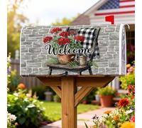 Geraniums - Coperture magnetiche per cassette postali, per annaffiatoio rustico, colore rosso, per decorazione esterna da cortile, 53 x 64 cm