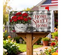 Geraniums Coperture magnetiche per cassette postali, rustiche e forbici, colore rosso, per decorazioni esterne, 53 x 64 cm