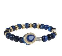 Gerba Bracciale LAB 102 occhio di tigre blue 8mm chiusura bottone e componenti in bronzo