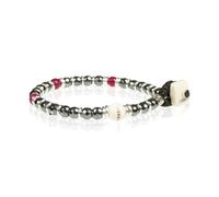 Gerba Bracciale Uomo Bianco e Nero 06 Realizzati con Filo Cerato, Pietre Dure, Ceramiche, Murrine, Osso e Arg 925 Fatto a Mano in Italia Regalo Uomo