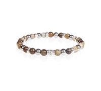 Gerba Bracciale Uomo Elastico Andrè 6mm Agata Marrone Striata, Ematite Chiara e Arg 925 Fatto a Mano in Italia Regalo Uomo Gioielleria