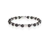Gerba Bracciale Uomo Elastico Valentin 6mm Onice Nero Lucido, Ematite Chiara e Arg925 Fatto a Mano in Italia Regalo Uomo Gioielleria