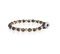 Gerba Bracciale Uomo Lab 139 6m con Occhio di Tigre, Ematite Liscia e Arg 925 Fatto a Mano in Italia Regalo Uomo Gioielleria