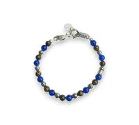 Gerba Jewels Bracciale con chiusura moschettone bronzite agata blu ematite chiara liscia e argento