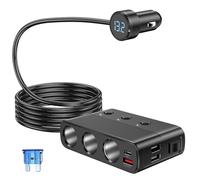 Gerbala 7 IN1 Presa Sdoppiatore Accendisigari, 127W USB C PD e Caricabatterie Auto QC 3.0, con Interruttore LED Volteter per Refrigeratori, GPS, Telecamera, Navigatore Satellitare, per Camper 12-24V