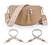 Gerbala Marsupio da Donna in Pelle, Borsa a Tracolla Vera con 2 Tracolla Larga, Porta Carte per Viaggi, Shopping, Lavoro