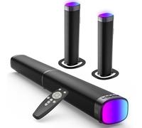 Gerbala Soundbar TV 100W con Bluetooth 5.3 & Luci RGB, Soundbar 2 in 1 Staccabile con Connessioni ARC/Ottico/AUX, 3 Modalità EQ e Bassi Potenti, Suono Surround per TV, PC, Gaming e Proiettori