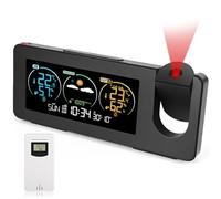 Gerbala Stazione Meteo con Sensore Esterno, Wireless Meteorologica con Proiettore, Display a Colori, Previsioni del Tempo, Barometro, Sveglia, Termometro, Igrometro, Uso Interno ed Esterno