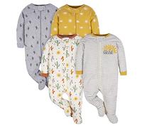 Gerber, Confezione da 4 tutine pigiama da bambino, con piedini, in colori e motivi assortiti
