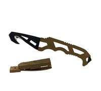 Tagliacinture Gerber, Coltello Crisis Hook Tan499, con Rompivetro e Chiave a Cilindro Per L'Ossigeno, Lunghezza Lama: 7,4 Cm, Marrone Coyote, 30-000590