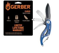 Gerber Multi-Tool con 6 Funzioni, Curve Mini-Tool, con Funzione di Bloccaggio e Moschettone, Blu, 31-000116