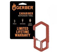 Gerber multiutensile e portachiavi, moschettone, moschettone a 3 camere con apripacco e apribottiglie, lunghezza: 6,1 cm, peso: 18 g, acciaio inossidabile, arancione, 1075357