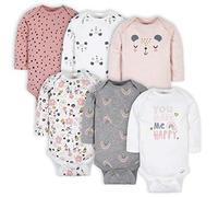 Gerber Neonata - Confezione da 6 tutine a maniche lunghe e set di magliette per bambini, Rosa orso, 6-9 mesi