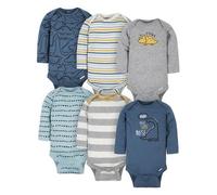 Gerber Tutine Neonati a maniche lunghe – Confezione da 6, Blu dinosauro, Neonato