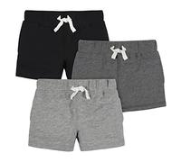 Gerber Pantaloncini pull-on in maglia per bambini – 3 pezzi, grigio/nero, 3 anni