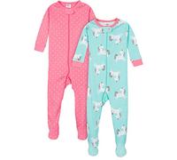 Gerber Pigiama con piedi per bambina, confezione da 2, Unicorni rosa, 0-3 mesi