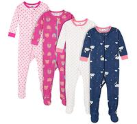 Gerber Pigiama con piedi per bambina, confezione da 4, Dreams Rainbows Pink, 12 mesi