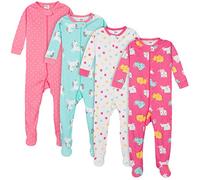 Gerber Set pigiami bambina 4 pezzi con piedi, vestibilità aderente, Unicorni Gatti rosa, 2 anni