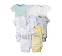 Gerber unisex baby 8-pack body a maniche corte e set di magliette per bambini, animali verde, preemie