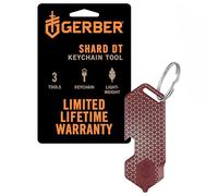 Gerber utensile multifunzionale e portachiavi, Shard DT, piastrina con 3 funzioni per i piccoli problemi quotidiani, lunghezza: 6,5 cm, peso: 28 g, acciaio inossidabile, rosso, 1074007